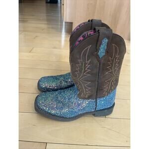 Smoky Mountain Ariel Western Boots Girls Sz 2.5 Brown Glitter Cowboy Booties